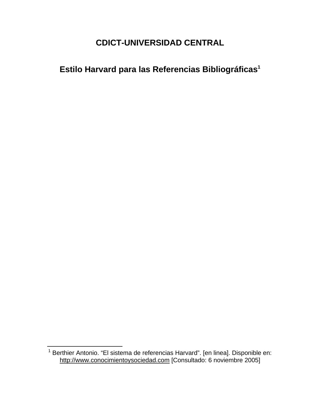 Estilo Harvard para las Referencias Bibliograficas